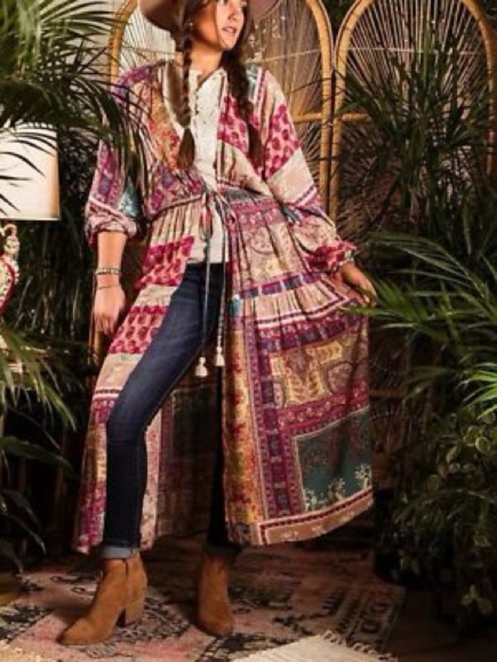gimmicks by BKE Red and Blue Floral Patchwork Top